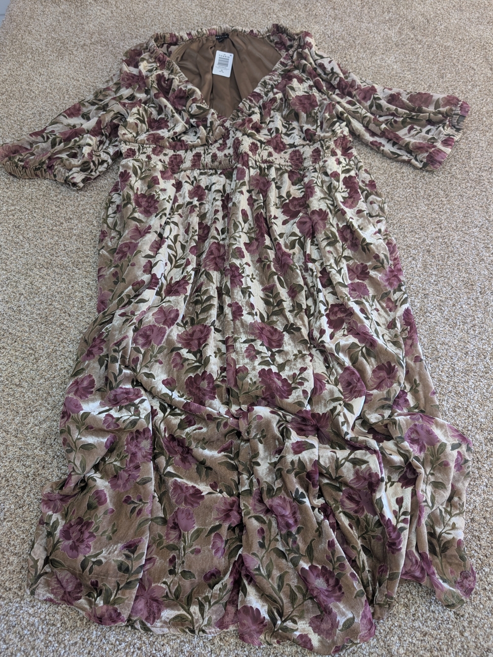 Women’s Floral Maxi Dress in Mauve and Cream